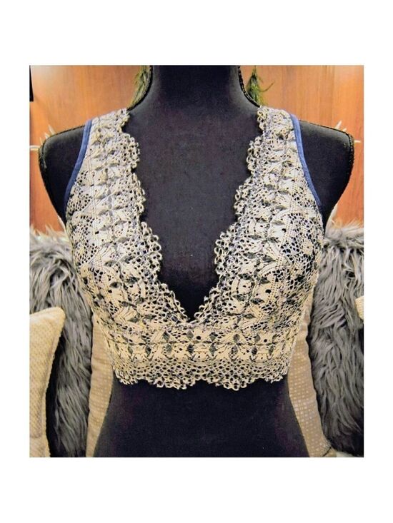 Victoria's Secret Other - Victoria's Secret Bralette Beige Blue Lace Women's Small